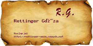 Rettinger Géza névjegykártya